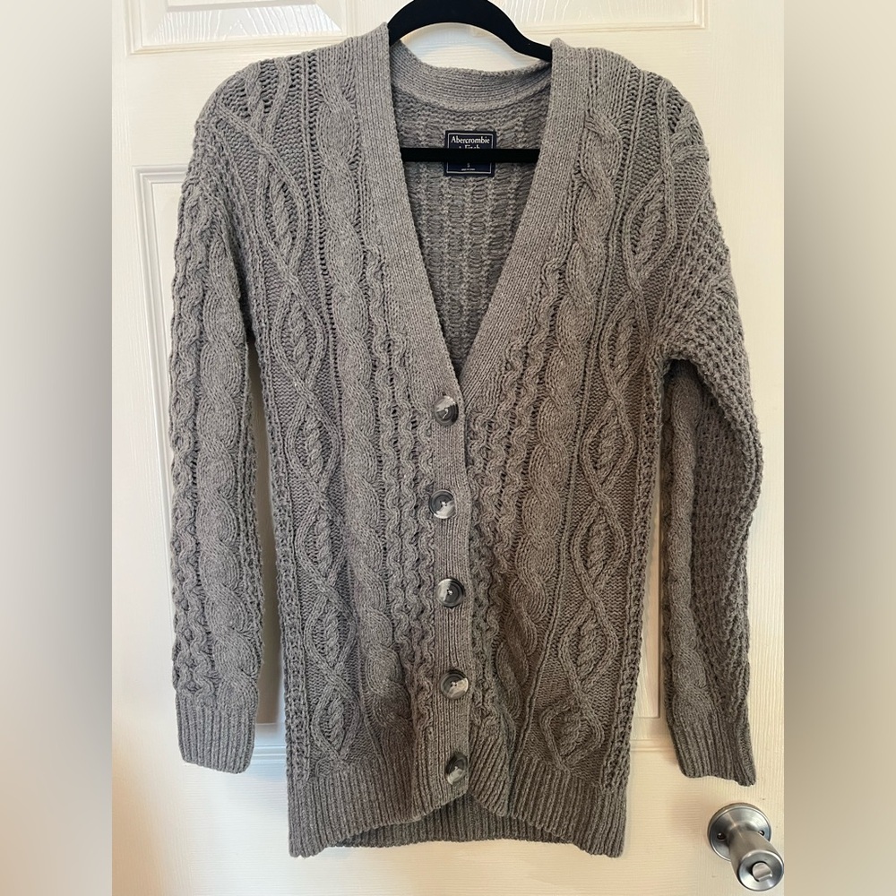 Abercrombie & Fitch‎ Y2K Small Light Gray Knit Sweater